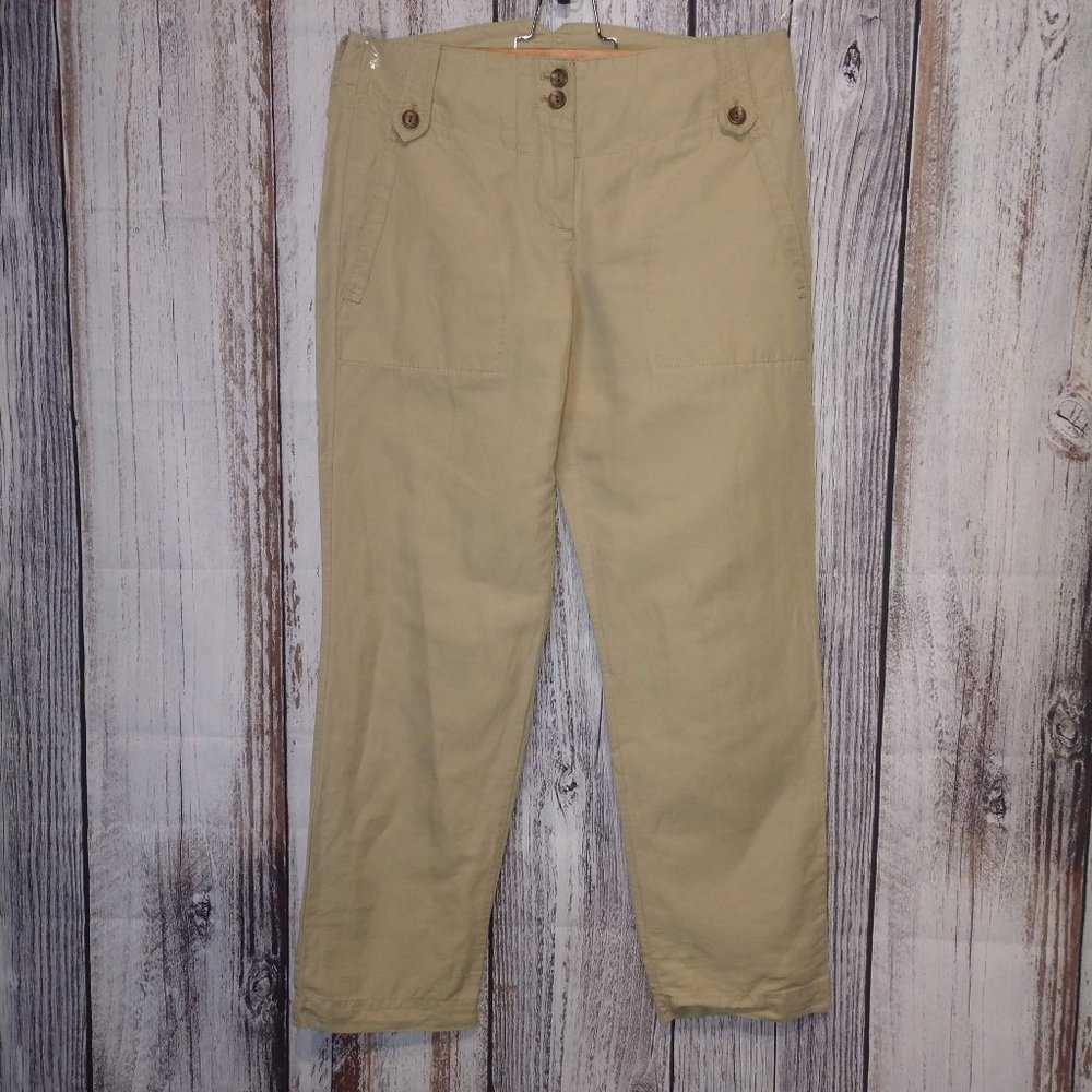 Womens linen-blend Theory crops